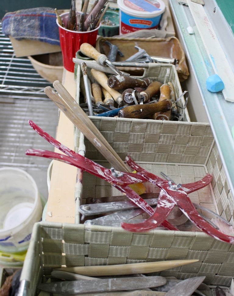 Image of the clay tools available in our studio.