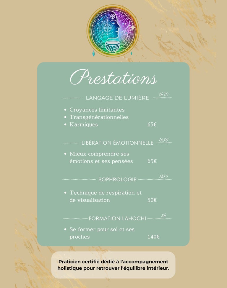 prestations, tarifs, formations, ateliers