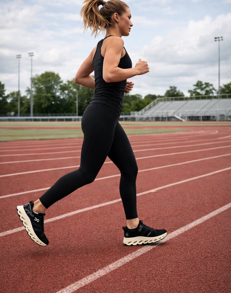 mulher correndo com tênis 