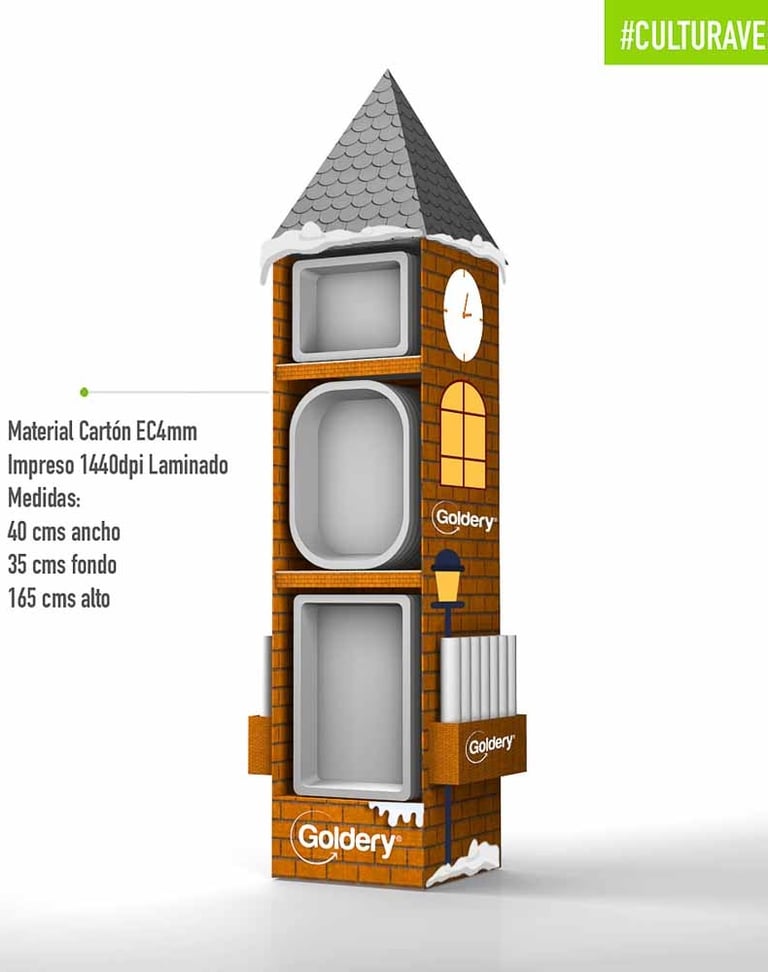 Exhibidor de cartón Navidad Goldery
