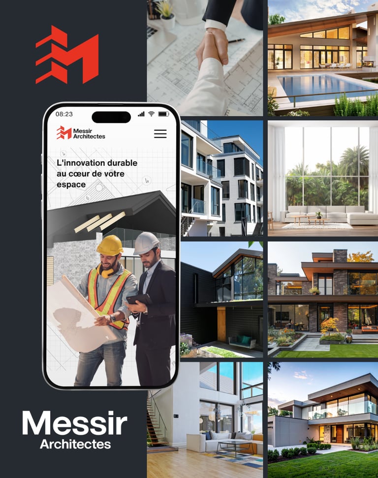 Présentation d'identité visuelle pour architecte arborant les réalisations effectuées.