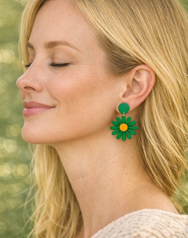 Boho‑Ohrringe aus Holz mit Handbemalung und Harz – leichte, handgemachte Kunstwerke