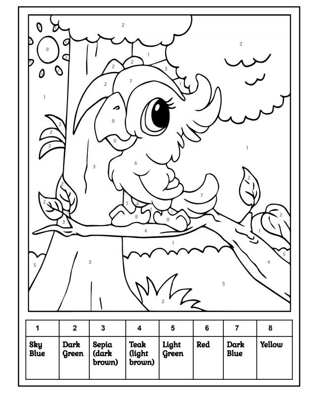Colour by number book page