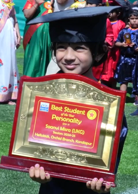 Student Of The Year 2024 Personality Winner Saanvi-Misra Hellokids Kondapur Hyderabad