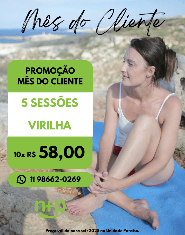 Promoção depilação feminina: 5 sessões virilha por 10x R$58,00