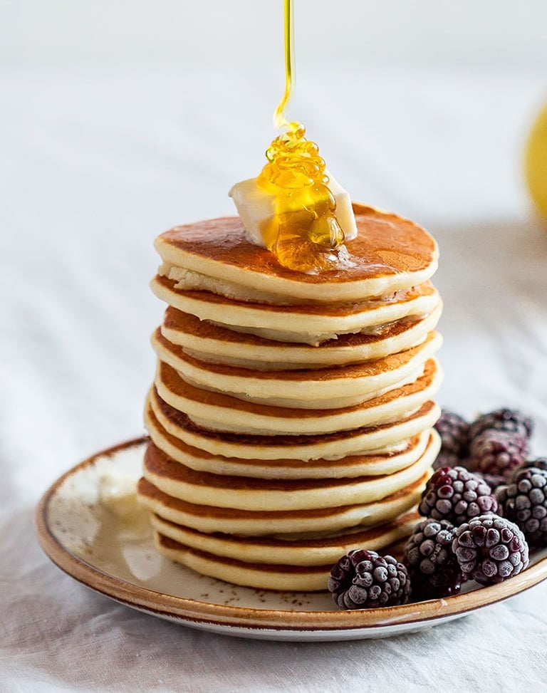 veg pancake, high carbs breakfast or snacks meal, with honey for sweetness