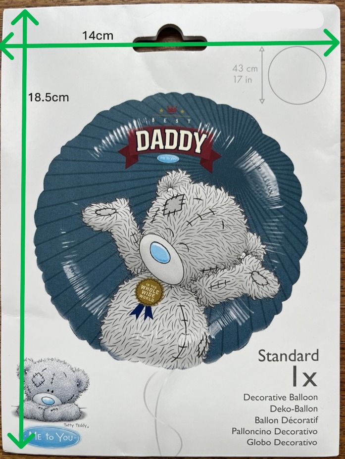 Me to You Tatty Teddy Best Daddy blue foil balloon for Father's Day decorations.