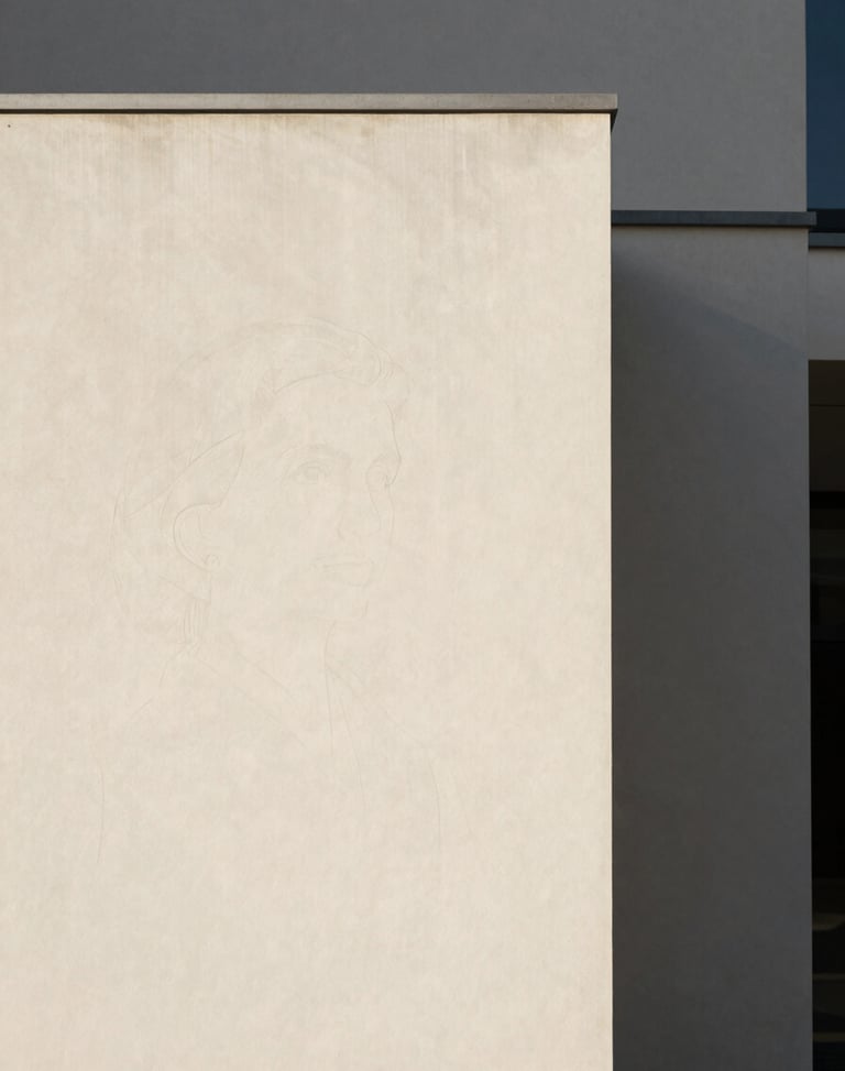 Minimalist architectural portrait of a female legal founder, soft natural daylight, sharp focus, 35mm