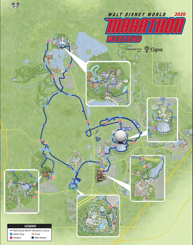 2020 runDisney Walt Disney World Marathon Weekend Marathon Course Map