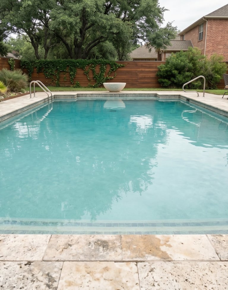 Cloudy pool water with visible debris on the bottom before a one-time cleaning service