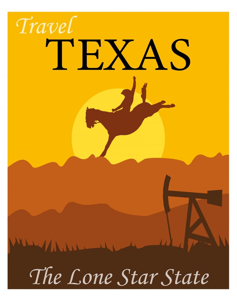 Texas Travel Poster  - The Lone Star State - aI generated
