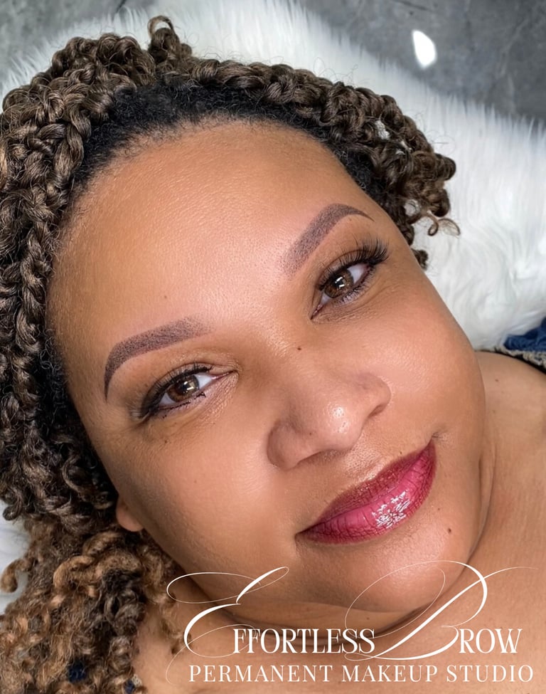 The initial result of nano ombre brows, adding beautiful definition for a client in Allen, TX.