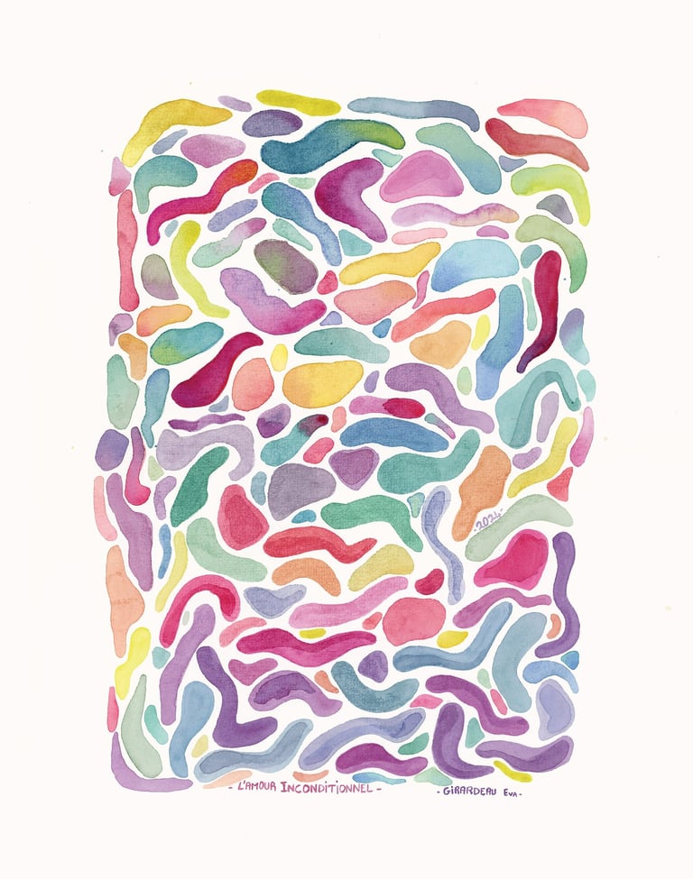 Aquarelle abstraite, formes géométriques, art contemporain