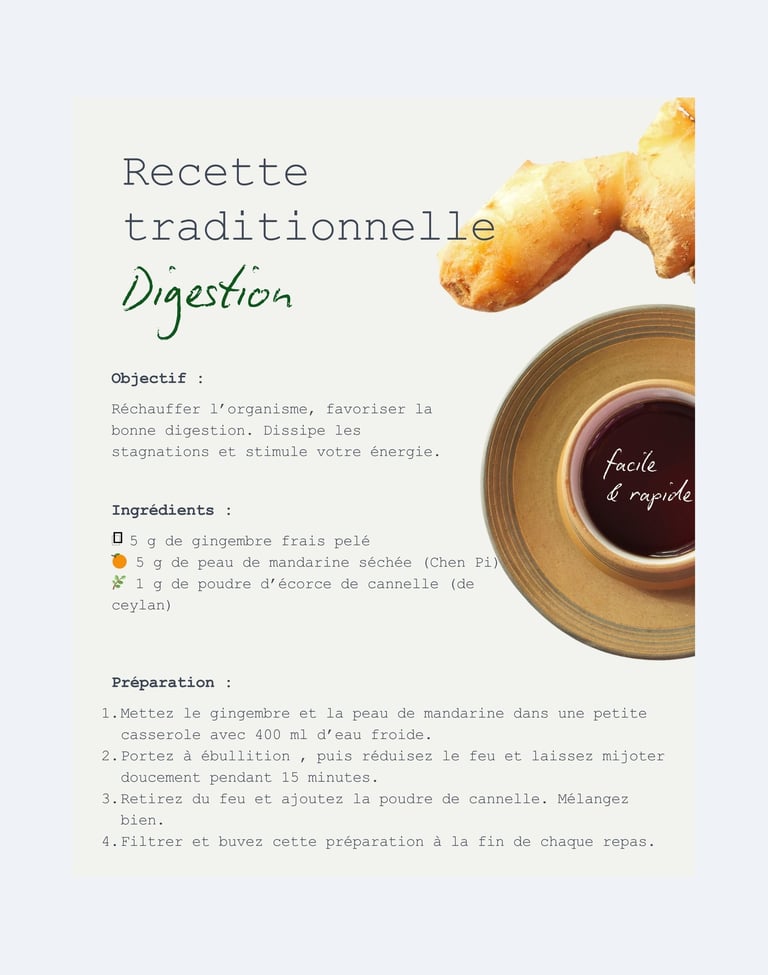 Recette d'une recette traditionnelle chinoise pour la digestion