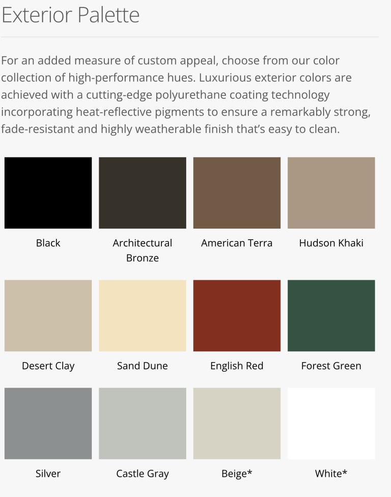 Exterior window color options
