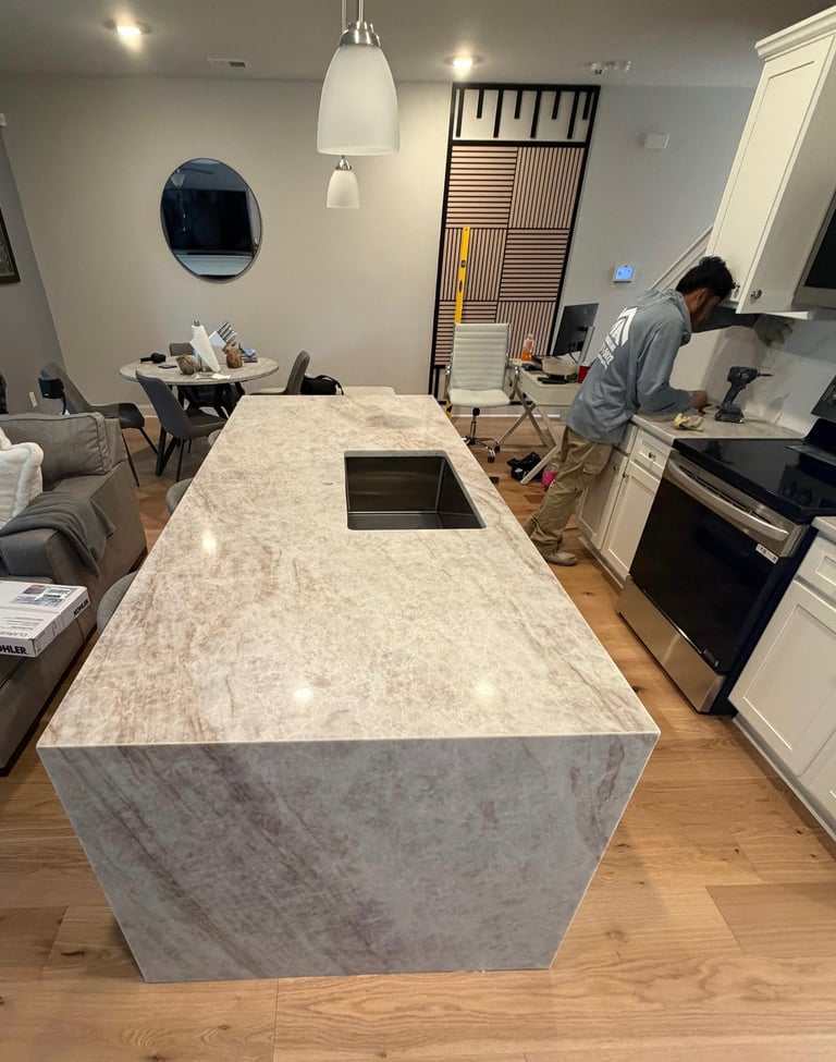 quartz countertop kitchen island grayson ga