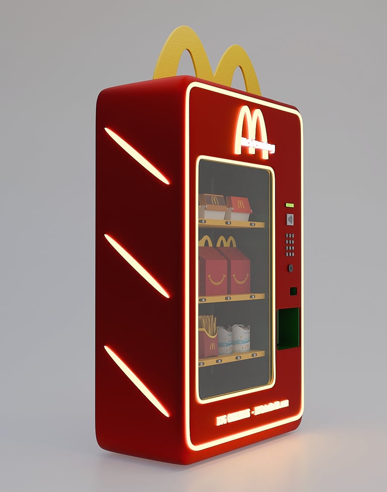 Maquina expendedora de mcdonald's. Concepto.