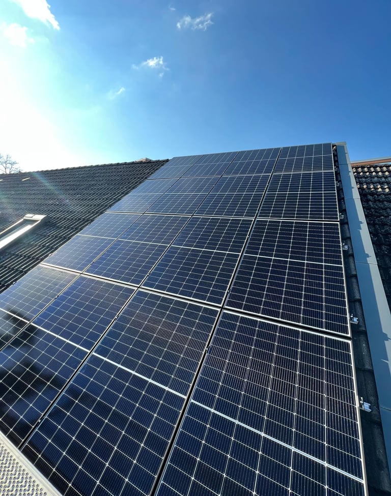 a solar paneled roof with solar panels on a roof
