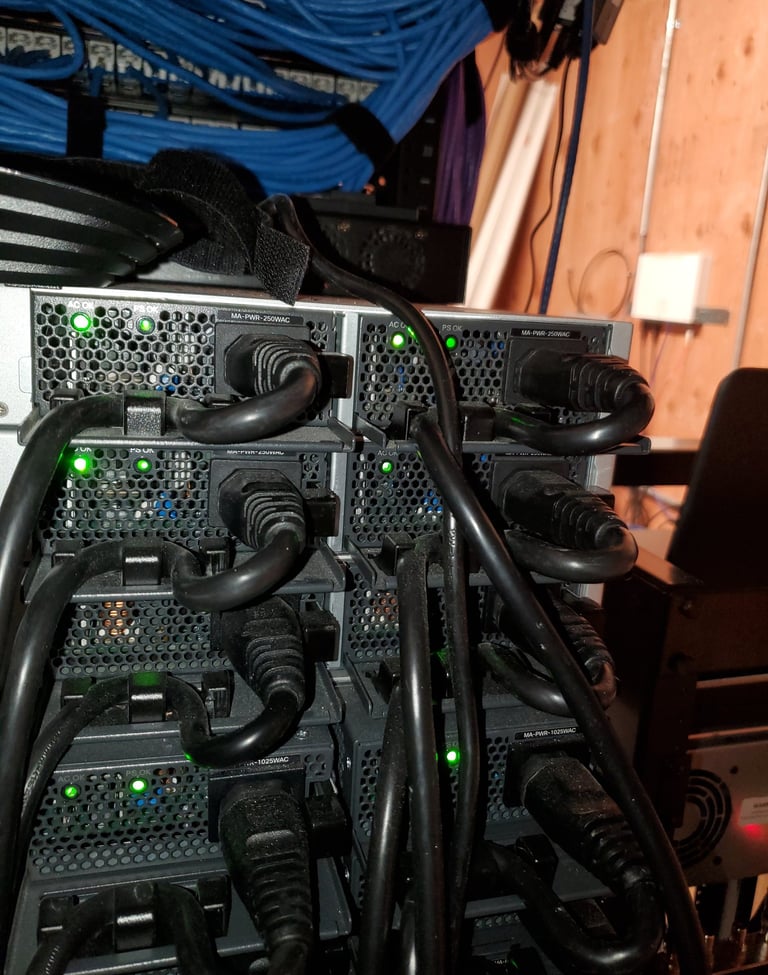 network switches mounted in cabinet