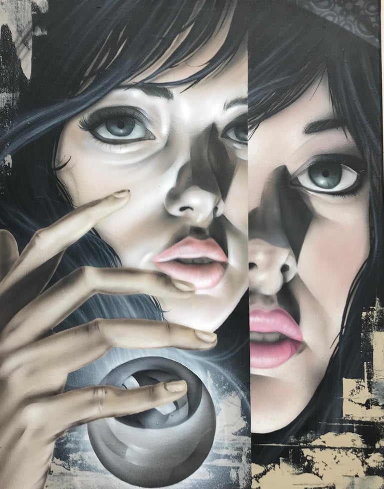 Retrato figurativo al óleo sobre lienzo, 50x70cm.