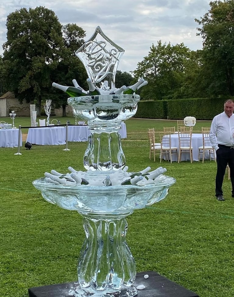 mesa de hielo para botellas para bodas en buenos aires