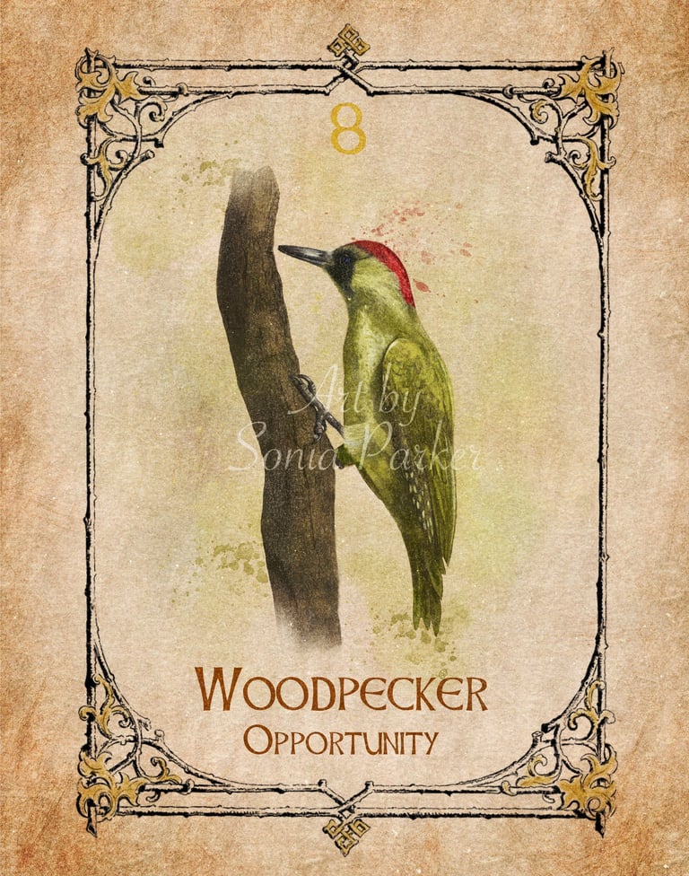 Woodpecker, a card from the animal spirit oracle deck