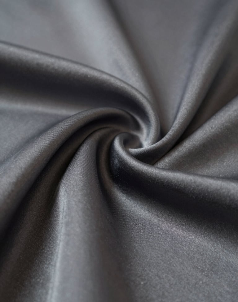 Macro photography of draped silk fabric in deep shadow, with subtle highlights in #B5A591 catching the texture, creating a premium and artistic visual experience.