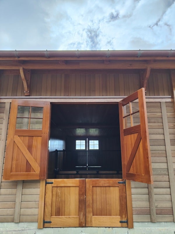 Stables barn doors outside new build