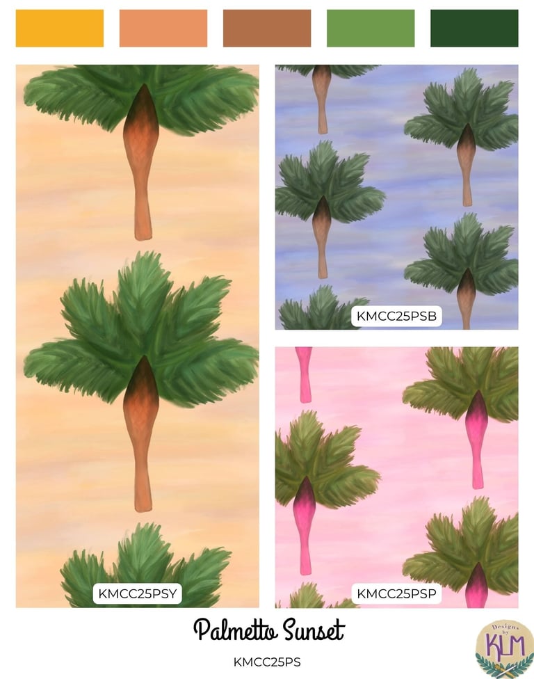 a palm tree with a variety of colors and textures