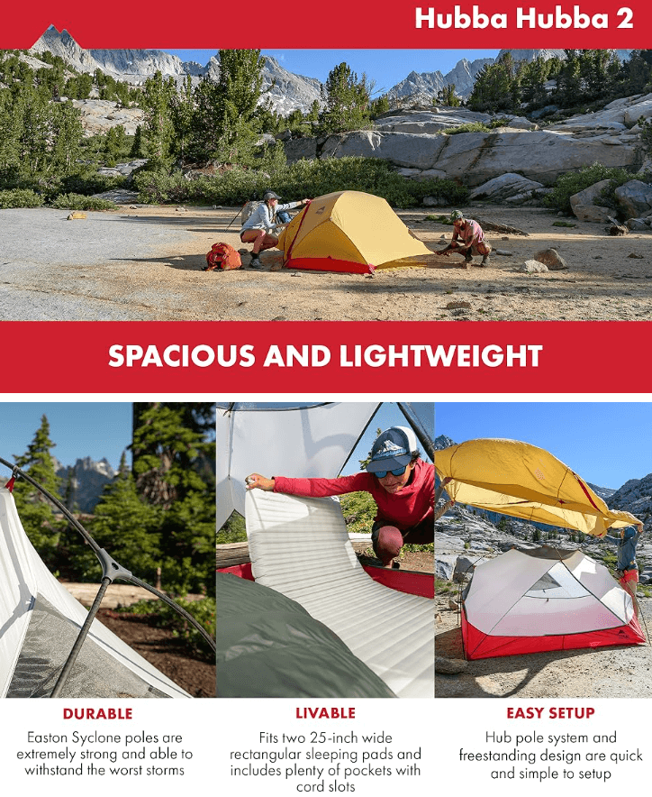 a man in a red shirt is holding a tent