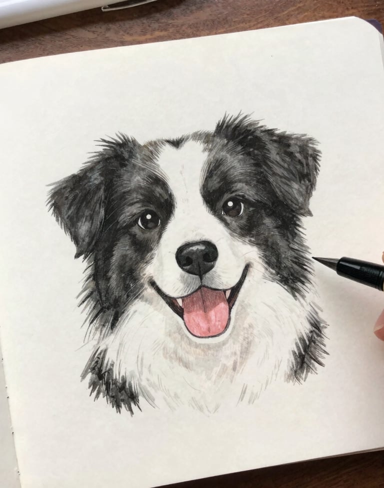 mano humana ilustrando un perro