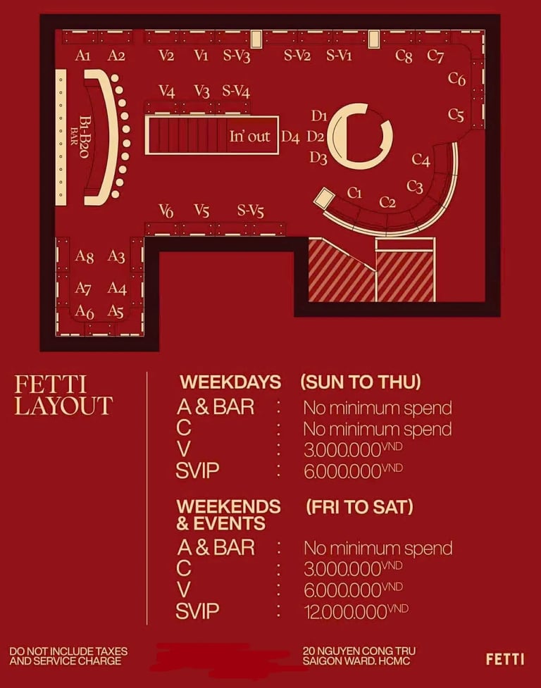 Fetti Social Club Night Club Floor Plan Map Layout by Alejandro Vietnam Nightclub Promoter