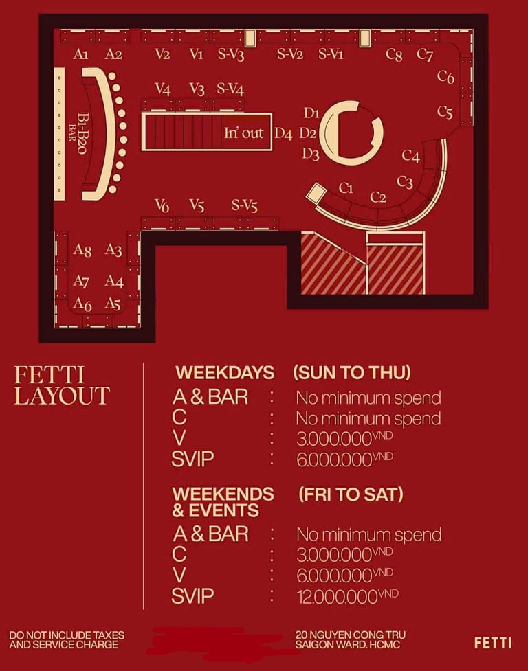 Fetti Social Club Night Club Floor Plan Map Layout