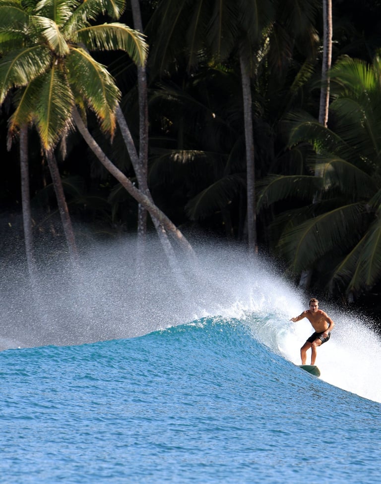 a surfer is riding a wave in the ocean