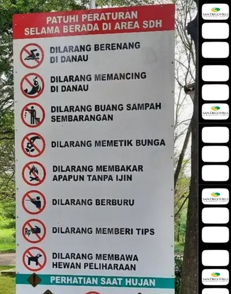 Poster resmi infografis mengenai panduan aturan etika ziarah mansion dan larangan bagi pengunjung