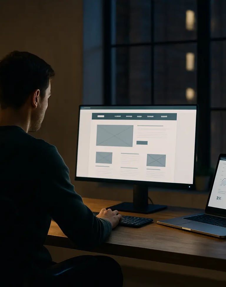 London web design and SEO specialist working on a website