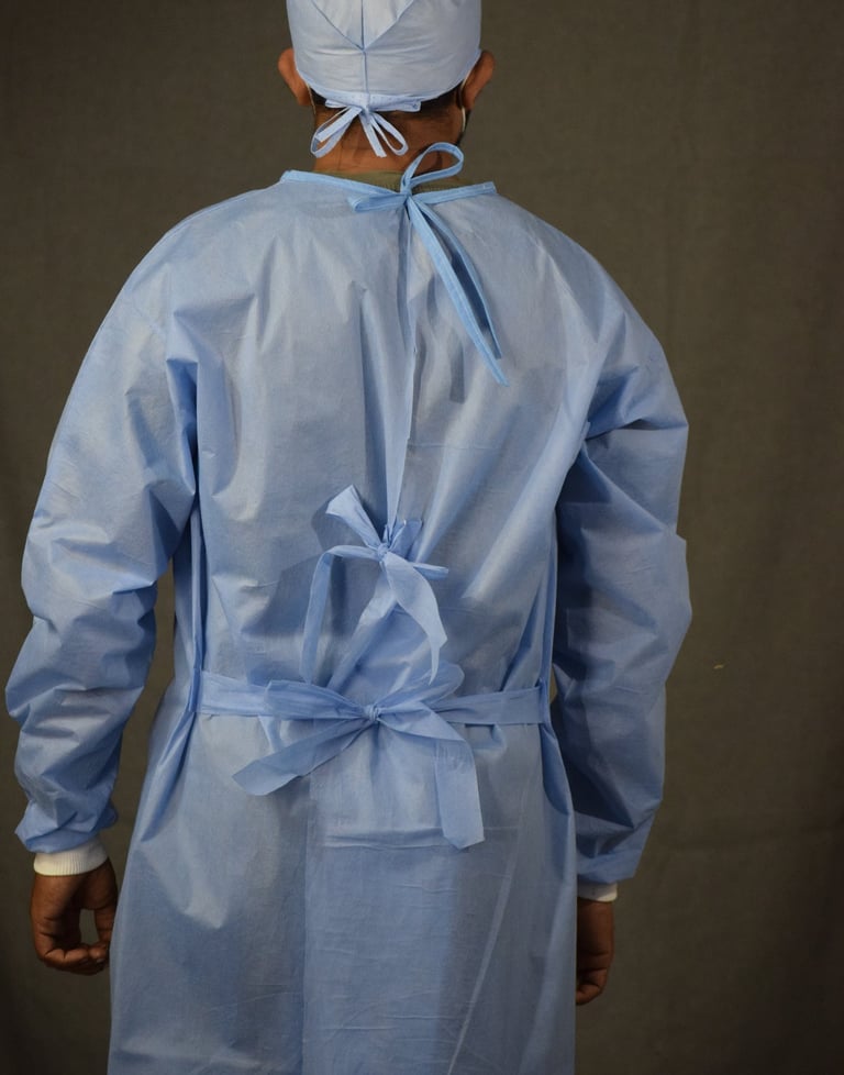 SMS surgical gown with secured tag