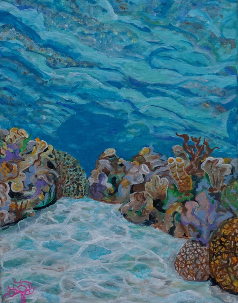 Kevo 2024 Painting/canvas/Acrylic/Seascape/underwater/"Coral Water"