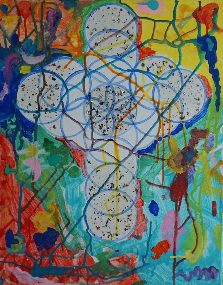Kevo 2023 Painting/Canvas/Geometric/Flower of life/Circle Cross/Storytelling/"The Female Pope"