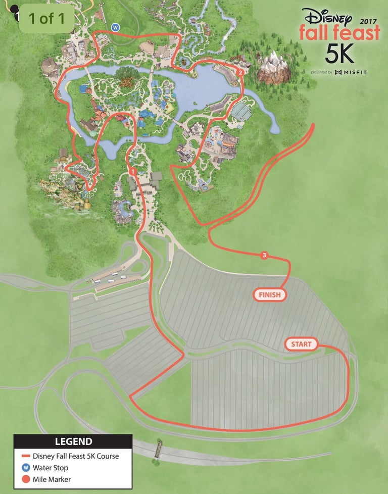2017 runDisney Wine and Dine Half Marathon Weekend Fall Feast 5K Course Map