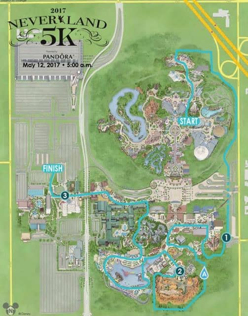 2017 runDisney Tinker Bell Half Marathon Weekend Never Land 5K Course Map