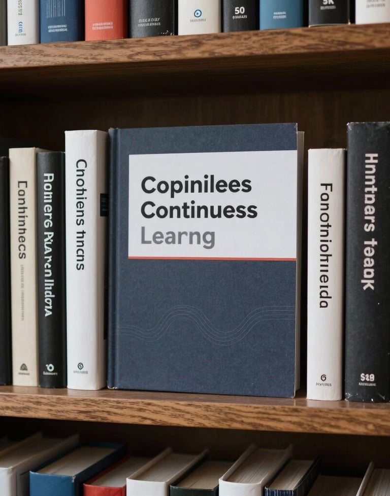 A bookshelf filled with contemporary design and business books, emphasizing a commitment to continuous learning and staying updated with industry trends.