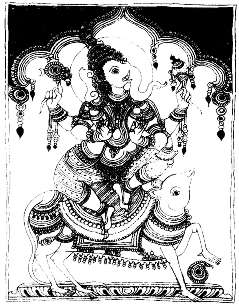 Ganesh cavalca il topo