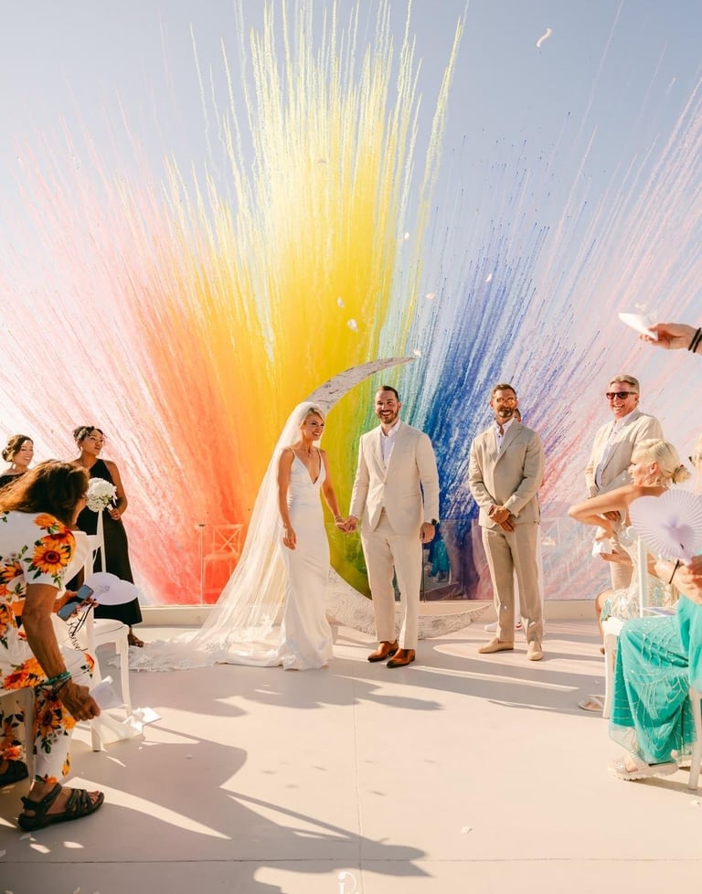 Spectacular Day fireworks show With Colours by Santorini Fireworks for an unforgettable celebration.