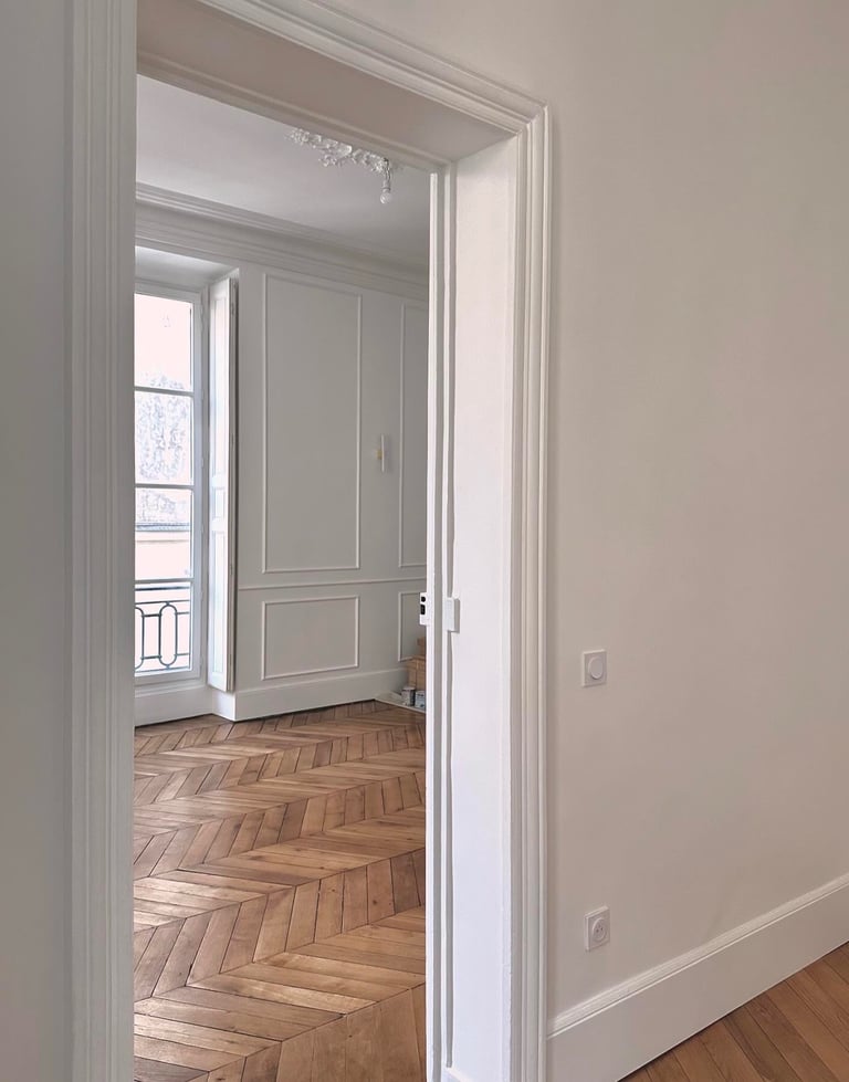 projet saint-michel de carmela iannibelli architecte, detail moulures et parquet