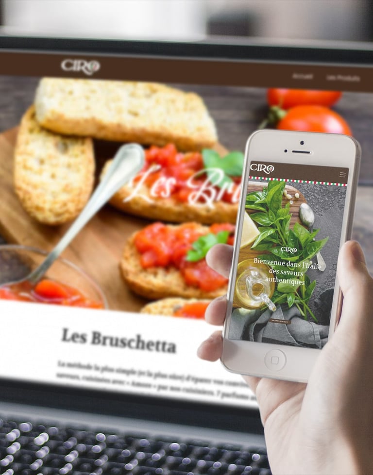 Conception et réalisation du site Ciro, gamme de produit Italiens GMS