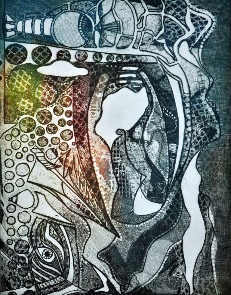 "Mandalas" Soft Ground Etching with Aquatint by Kristina Lee, Limited Edition 2/150