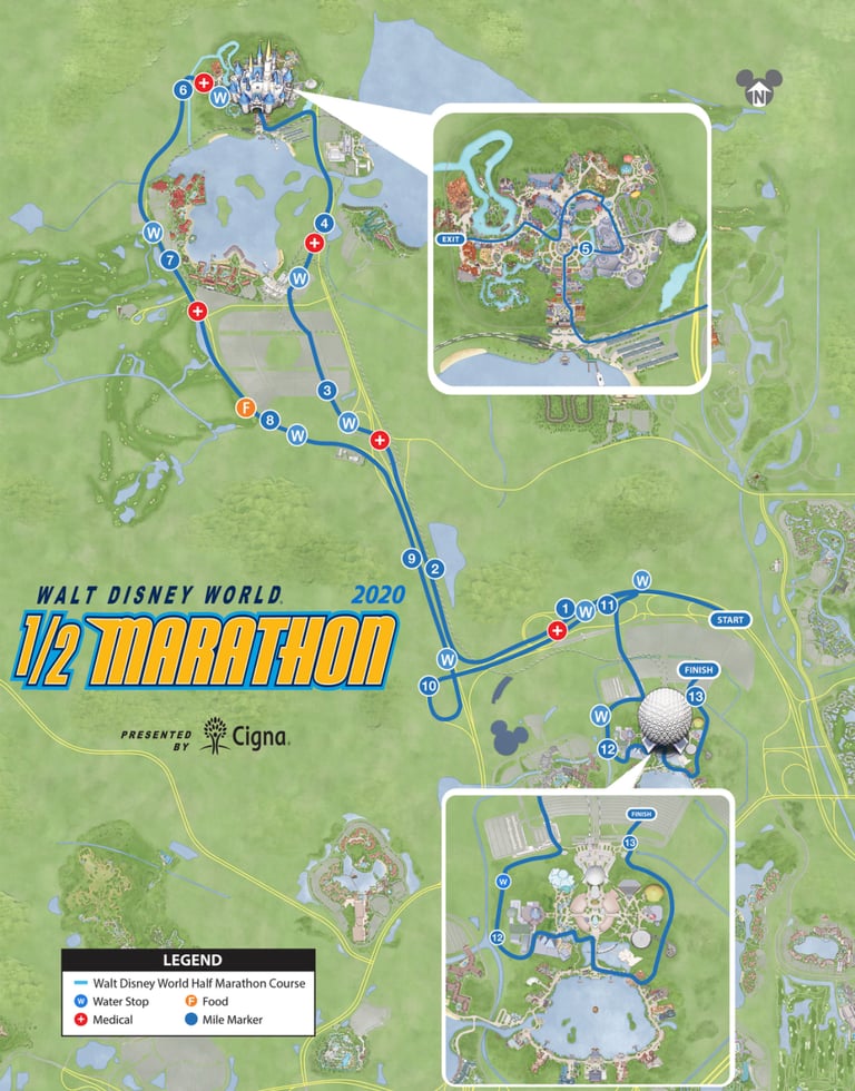 2020 runDisney Walt Disney World Marathon Weekend Half Marathon Course Map