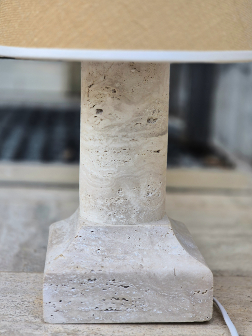 Italian light travertine lamp, stone luxury lamp