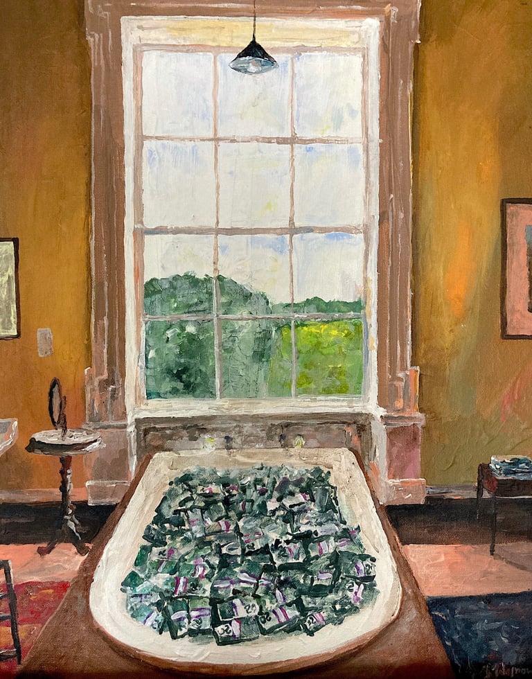 a bathtub full of cash